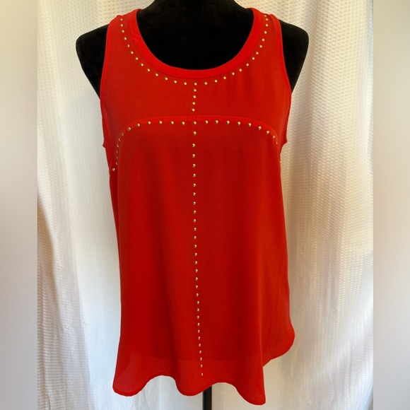 Michael Kors red with gold studs tank top size medium - Picture 1 of 6